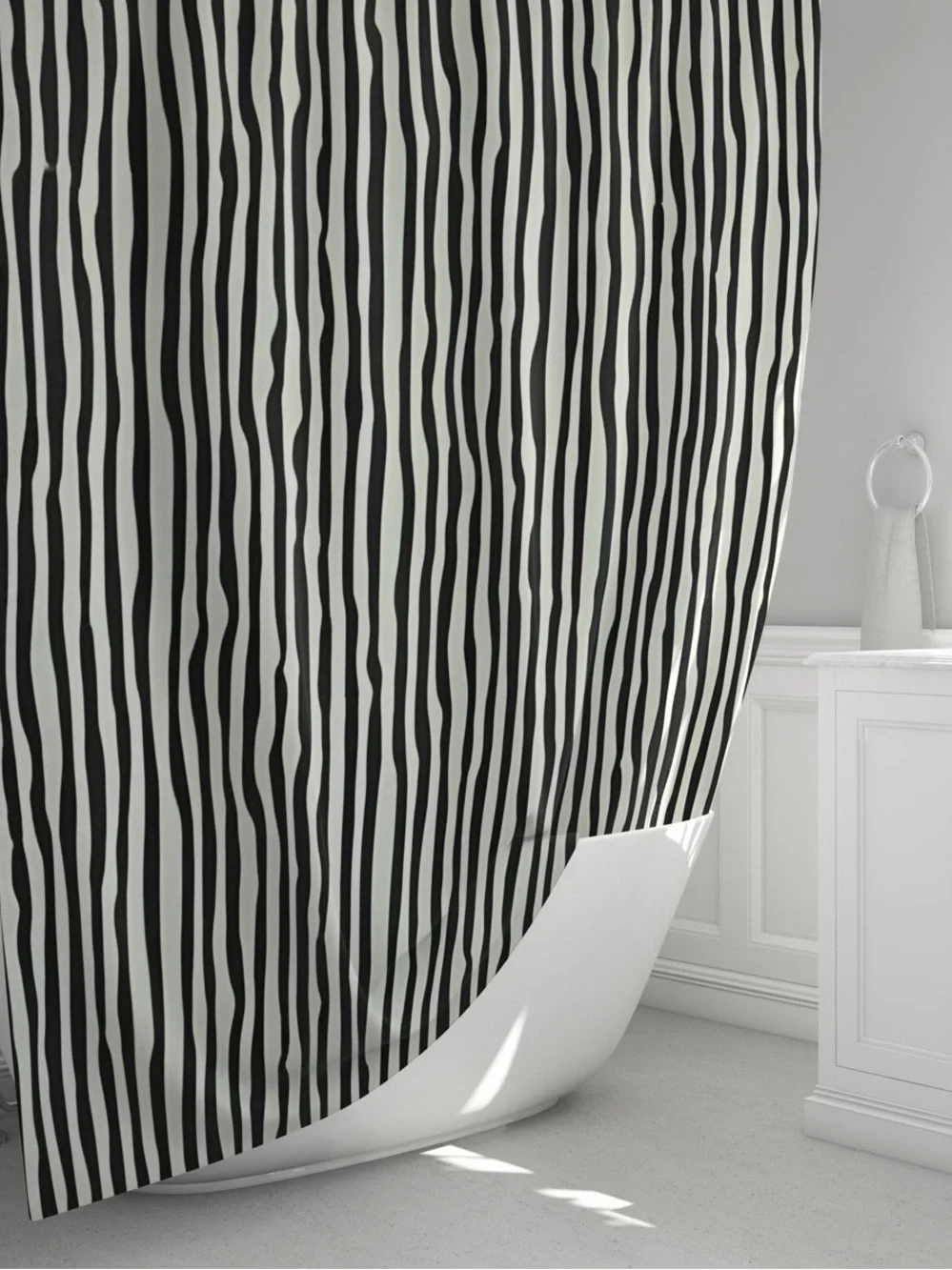 East Urban Home Black White Striped Shower Curtain Extra Long Modern Stripes